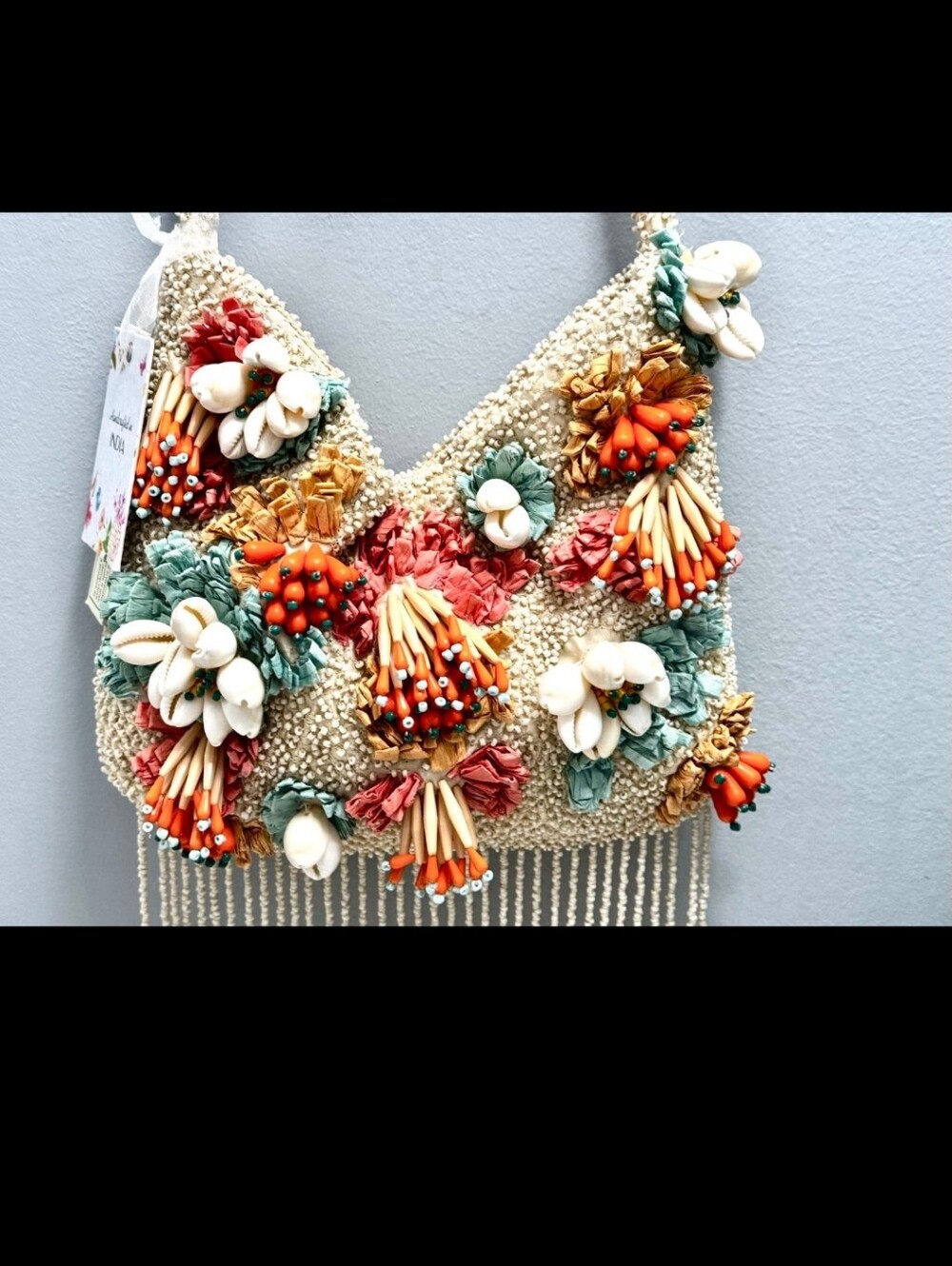 NEW Viral Beaded Fringe Seashell 3D Multicolor Coastal Shoulder Bag - Picture 3 of 5